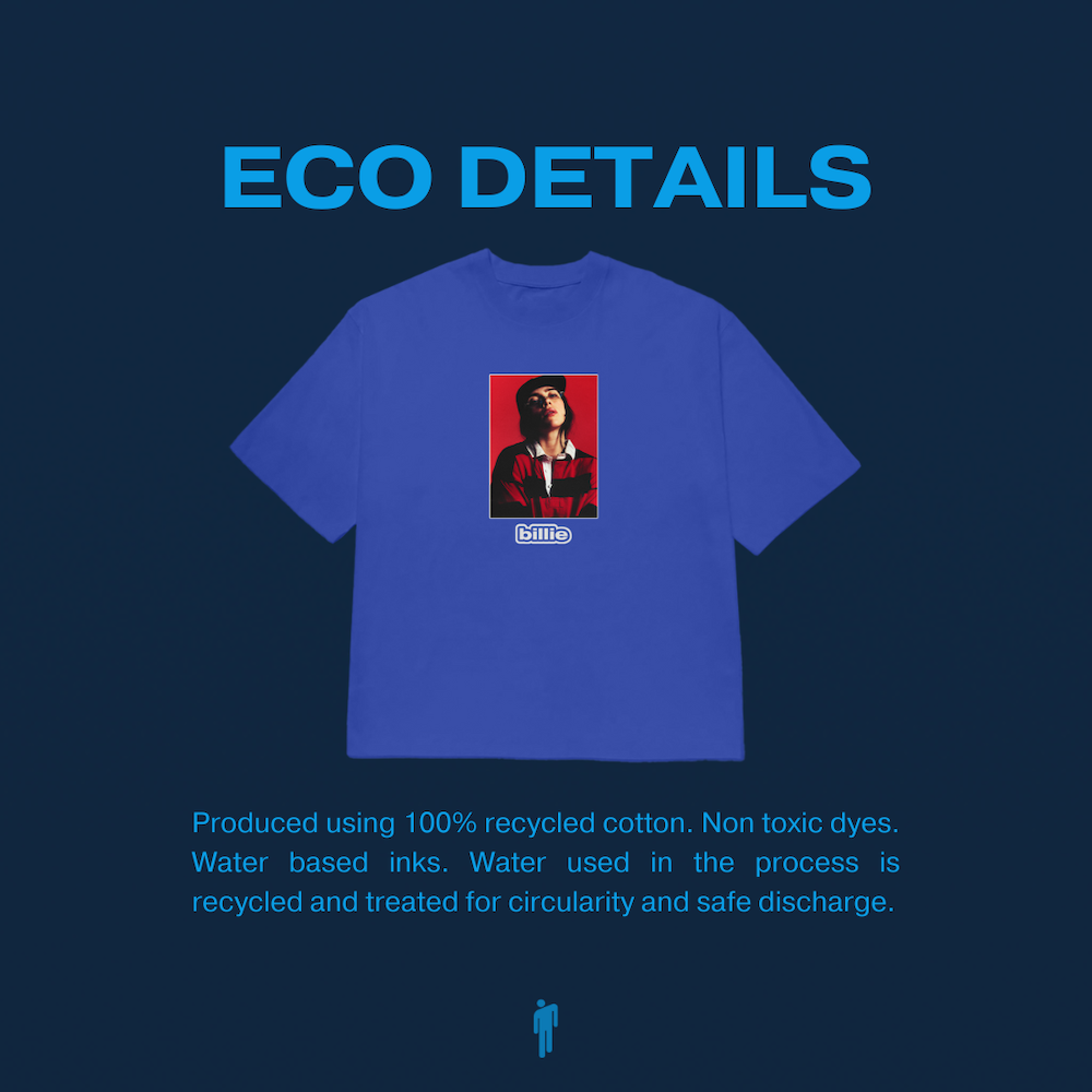 BILLIE PHOTO BLUE TEE ECO DETAILS