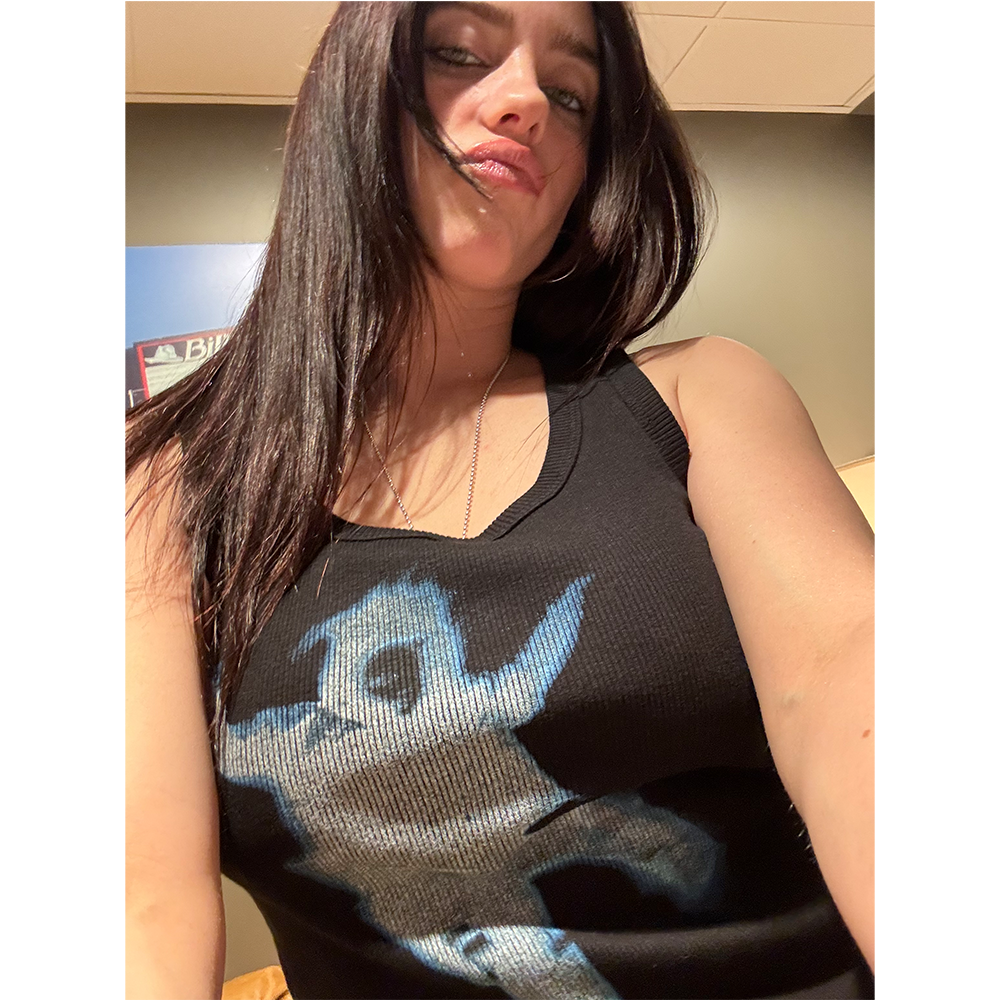 Billie wearing Falling Ribbed Crop Tank