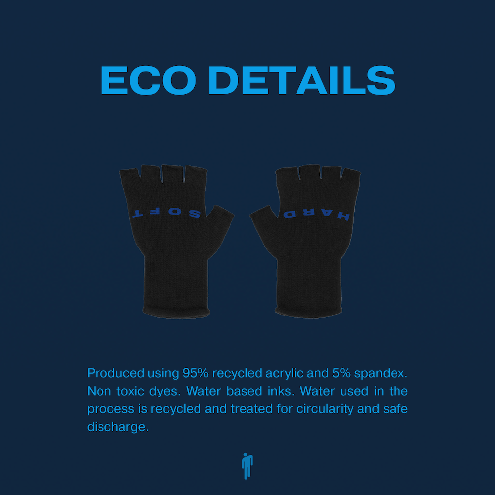 HIT ME HARD AND SOFT FINGERLESS GLOVES ECO DETAILS