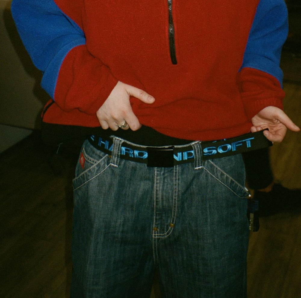 Billie wearing HIT ME HARD AND SOFT Slide Belt