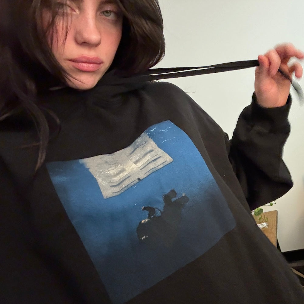 HIT ME HARD AND SOFT Black Cover Pullover Hoodie Billie