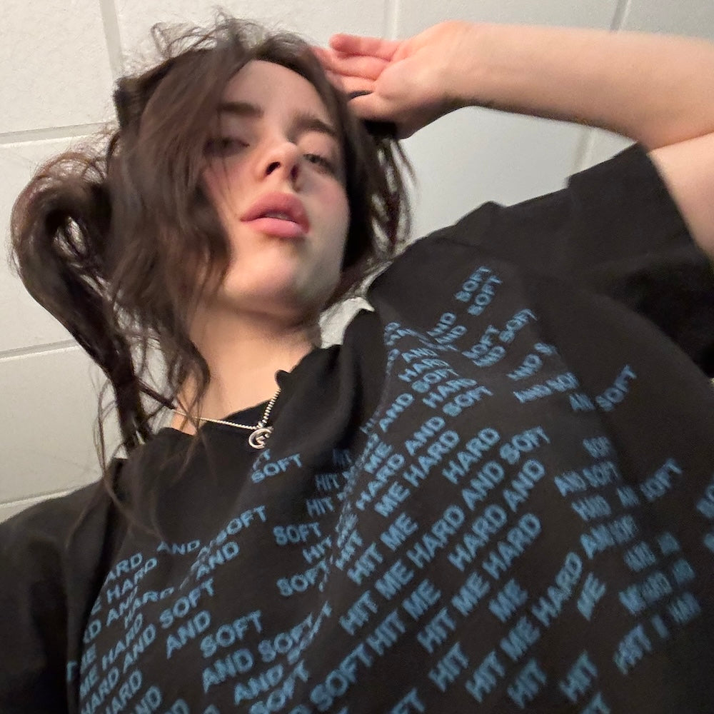 HIT ME HARD AND SOFT Repeat Black Tee Billie
