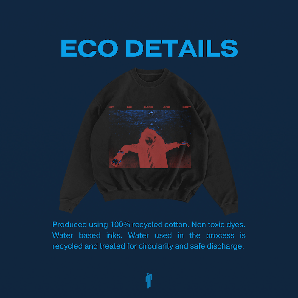 Sinking Black Crewneck Sweatshirt ECO Details