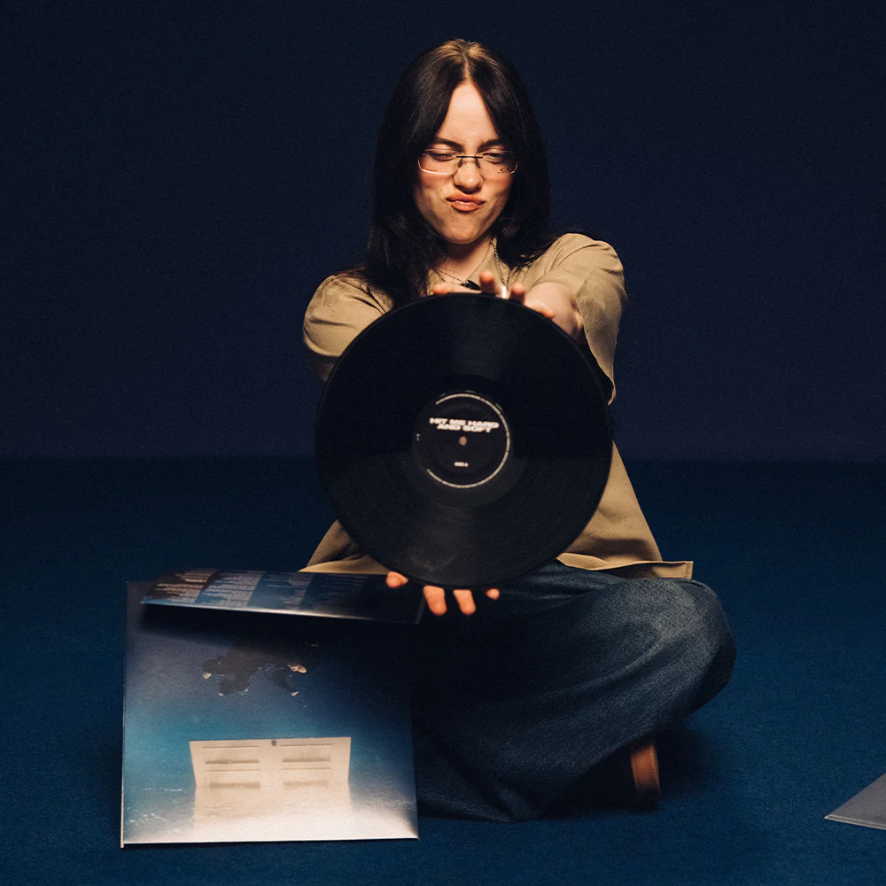 Billie holding HIT ME HARD AND SOFT Standard Vinyl