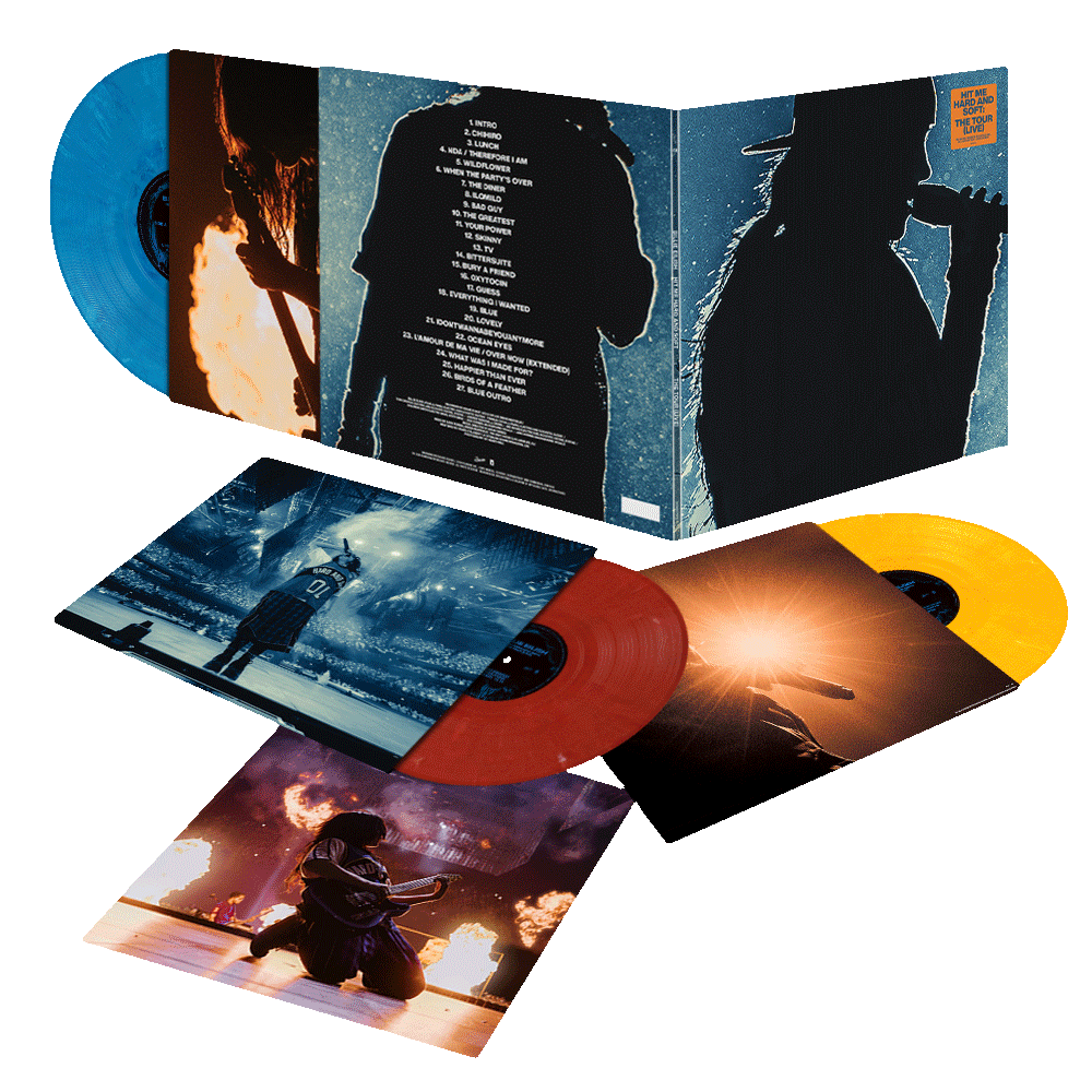 HIT ME HARD AND SOFT: THE TOUR (LIVE) VINYL exploded packshot gif