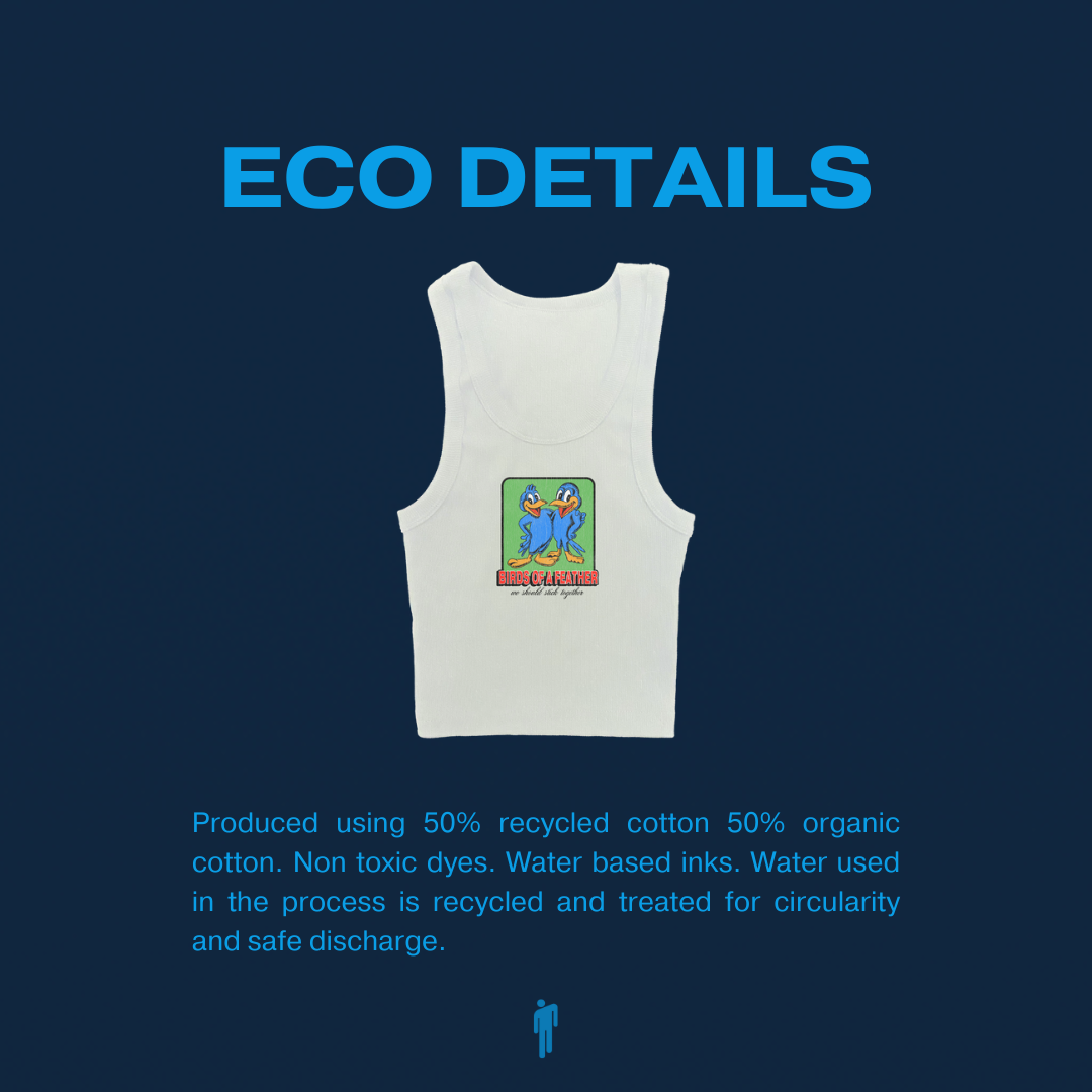 BIRDS OF A FEATHER WHITE TANK ECO DETAILS