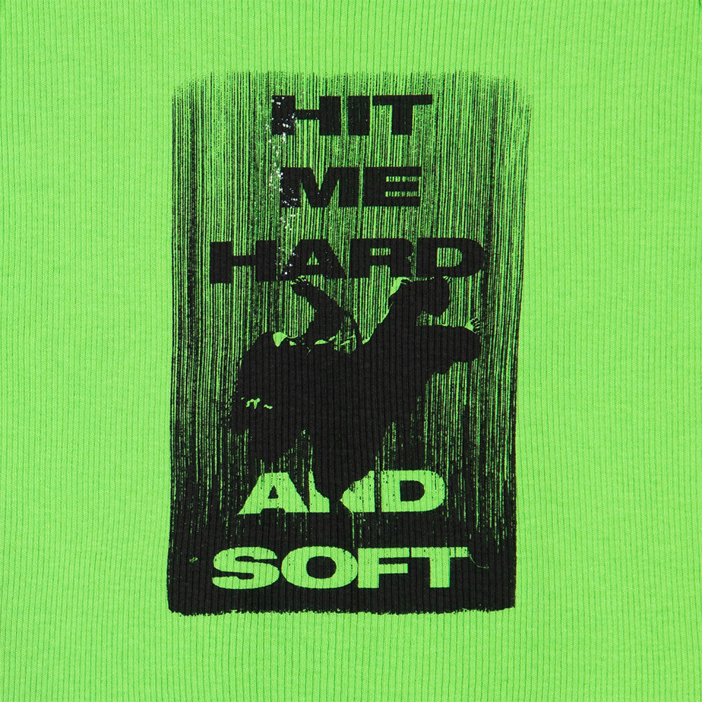 Hit Me Hard And Soft Green Crop Tank Detail