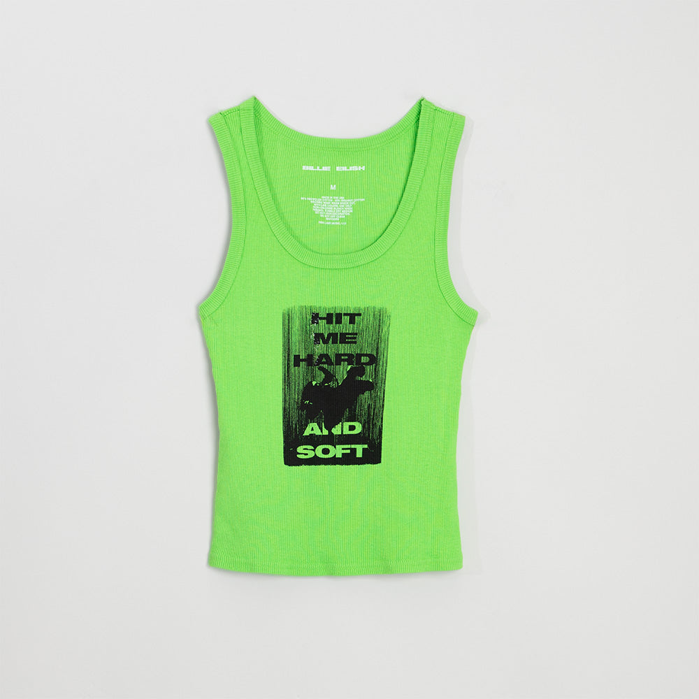 Hit Me Hard And Soft Green Crop Tank Front