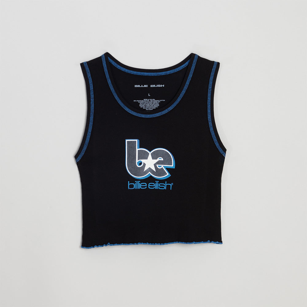 BE CONTRAST LETTUCE EDGE TANK Front