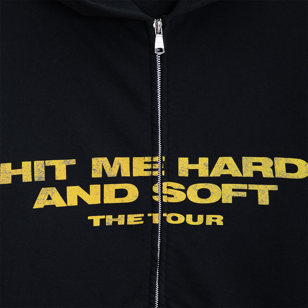 HIT ME HARD AND SOFT Live in 3D Hands Black Zip Hoodie Front Detail