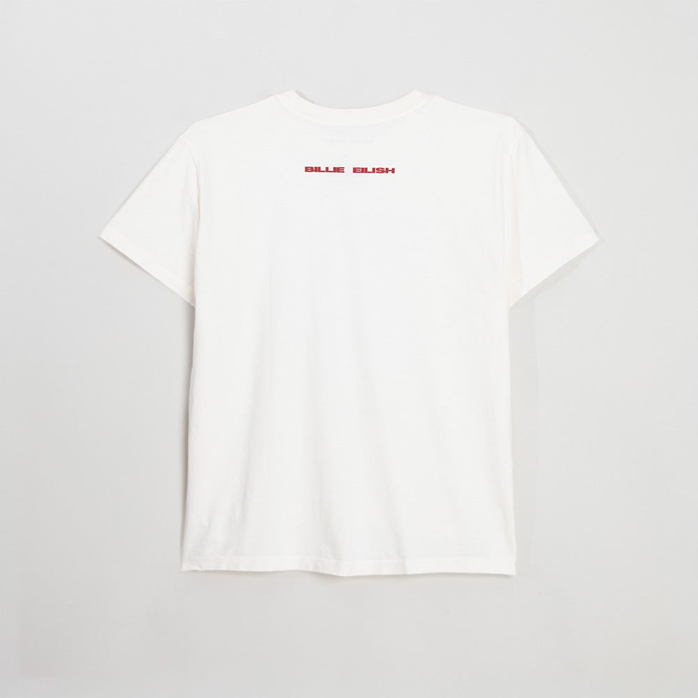 Falling Scatter Text White T-Shirt Back