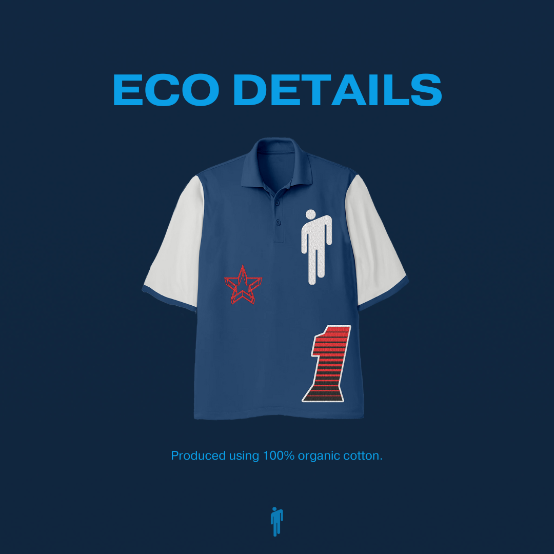Blohsh Racer 1 Blue Polo Shirt Eco Details