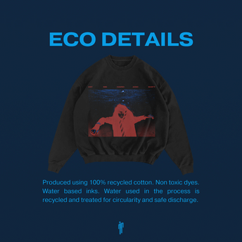 Sinking Black Crewneck Sweatshirt﻿ ECO DETAILS