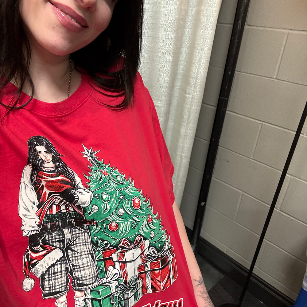 HAPPY HOLIDAYS RED TEE Selfie 3