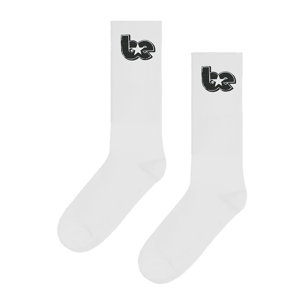 BE Star White Crew Socks