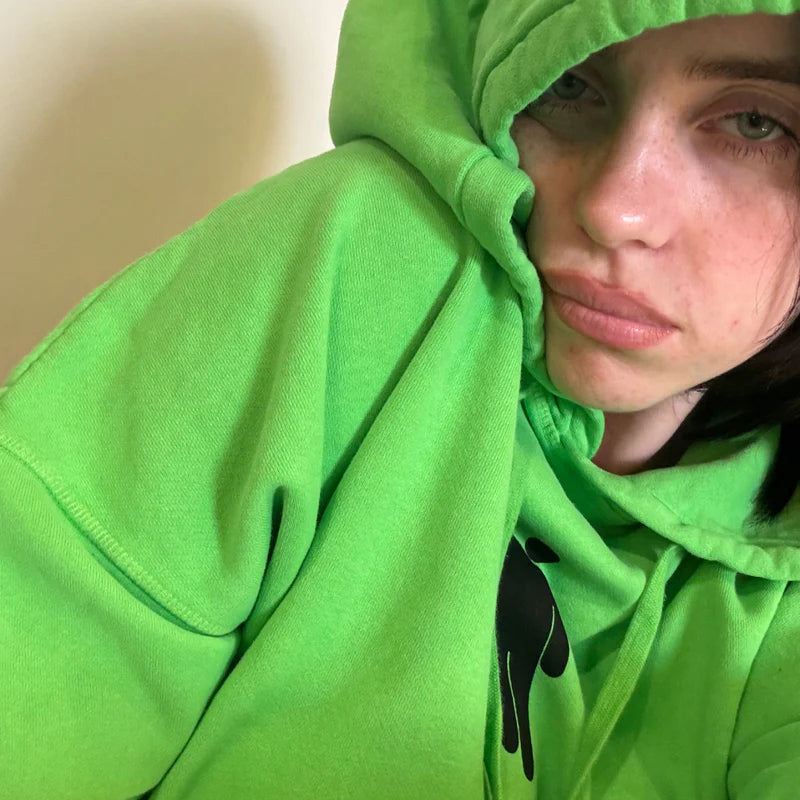 Hanging Blohsh Green Hoodie lifestyle
