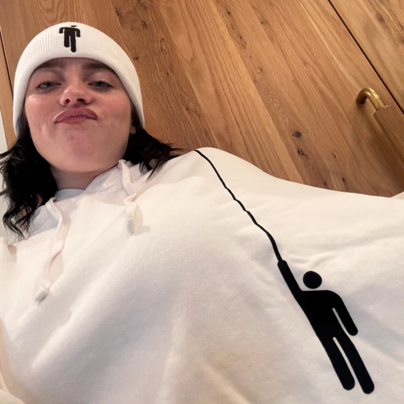 Hanging Blohsh White Hoodie lifestyle